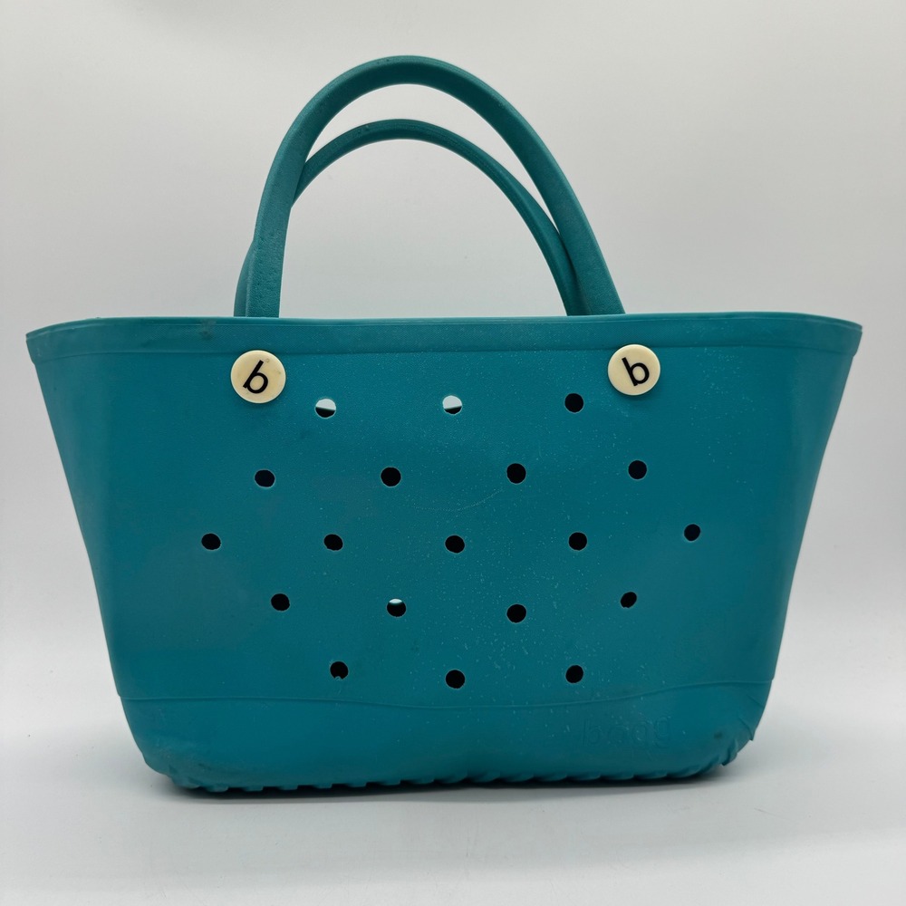 Bogg Bag Teal Turquoise Perforated Tote Beach Pool Travel Bag Double Handles